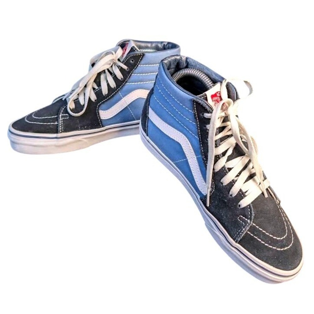 Vans Sk8-Hi High Top Sneakers~Men's 5 Women's 6.5 Blue Navy/Black Suede Canvas
